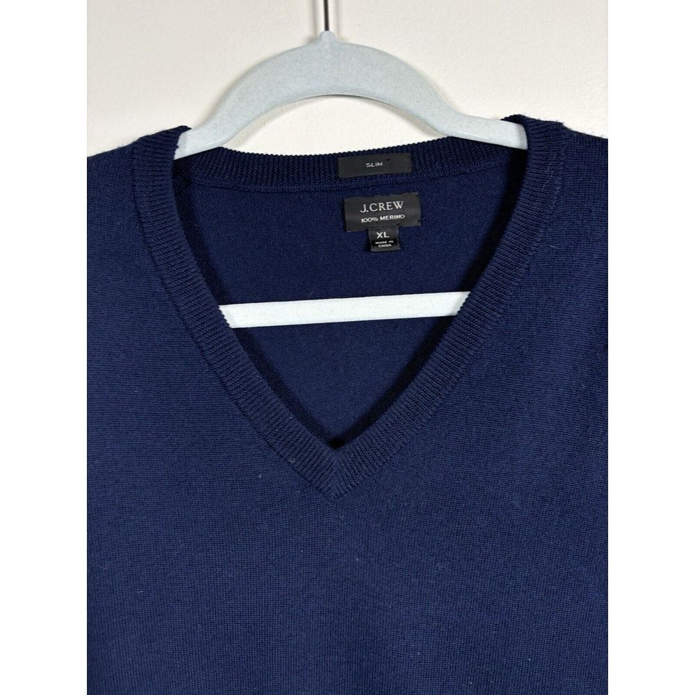 J. CREW 100% Merino Wool V-neck Sweater Blue Size XLARGE